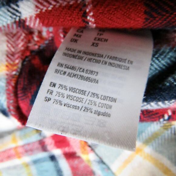 American Eagle Ahh-mazingly Soft Red Plaid Flannel Button Down Shirt XS - Picture 3 of 5